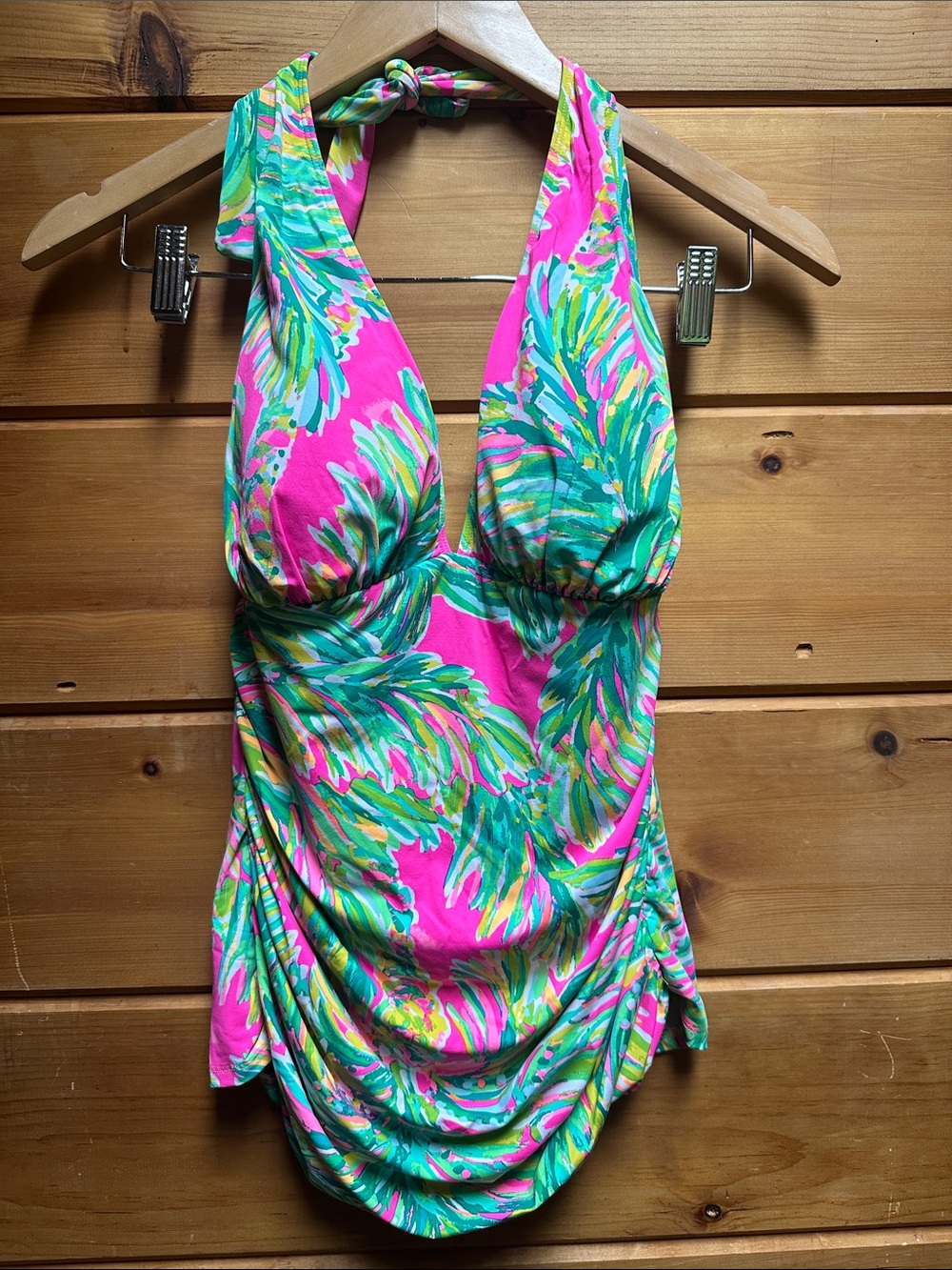 Lilly Pulitzer Tankini Bathing swim suit TOP ONLY 10 pink green yellow